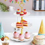 3-Tier Cupcake Stand, Wavy Plastic Tiered Serving Tray, Cup Cake Tower for Birthday Wedding Party Decoration, alternate view