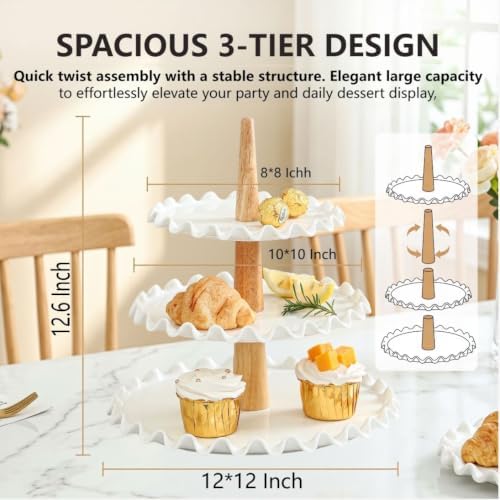 3 Tier Cupcake Stand, White Porcelain Wedding Cupcake Stand, Tiered Serving Tray, Cupcake Display Tower, Dessert, alternate