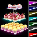 3 Tier Cupcake Stand with Rechargeable Light, LED Acrylic Cupcake Tower in clear