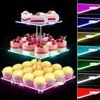 3 Tier Cupcake Stand with Rechargeable Light, LED Acrylic Cupcake Tower in clear
