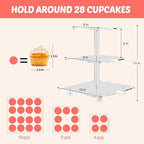 3 Tier Cupcake Stand with Rechargeable Light, LED Acrylic Cupcake Tower in clear, alternate view 3