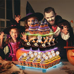 3 Tier Cupcake Stand with Rechargeable Light, LED Acrylic Cupcake Tower in clear, alternate view 4