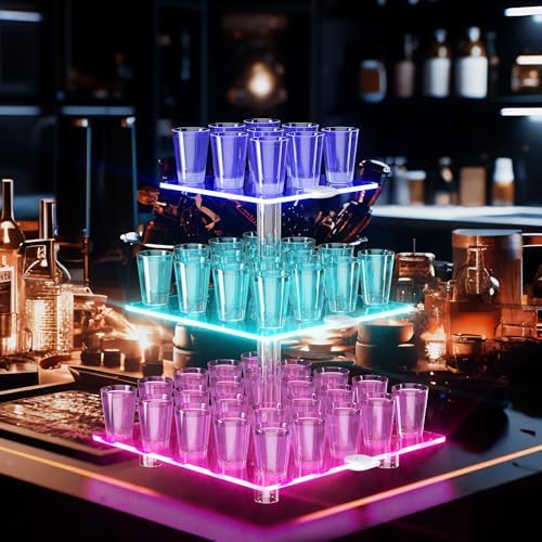3 Tier Cupcake Stand with Rechargeable Light, LED Acrylic Cupcake Tower in clear, alternate view 5