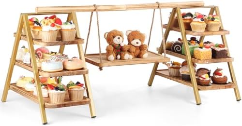 3 Tier Cupcake Stand with Swing Design Cake Display Stand Large Food Desert Table Display Stand Metal Frame