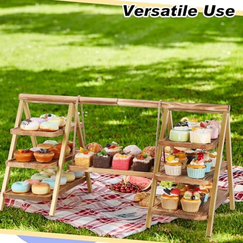 3 Tier Cupcake Stand with Swing Design Cake Display Stand Large Food Desert Table Display Stand Metal Frame, alternate view 2