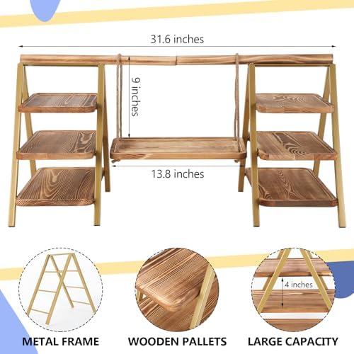 3 Tier Cupcake Stand with Swing Design Cake Display Stand Large Food Desert Table Display Stand Metal Frame, alternate view 3