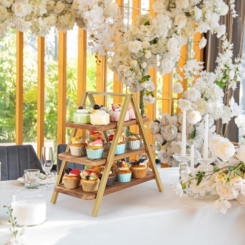 3 Tier Cupcake Stand with Swing Design Cake Display Stand Large Food Desert Table Display Stand Metal Frame, alternate view 5