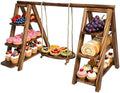 3 Tier Cupcake Stand with Swing, Wooden Cupcake Stand, Swing Cupcake Stand with Removable Serving Platter and