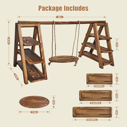 3 Tier Cupcake Stand with Swing, Wooden Cupcake Stand, Swing Cupcake Stand with Removable Serving Platter and, alternate view