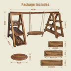3 Tier Cupcake Stand with Swing, Wooden Cupcake Stand, Swing Cupcake Stand with Removable Serving Platter and, alternate view