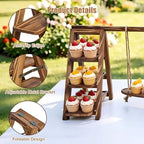 3 Tier Cupcake Stand with Swing, Wooden Cupcake Stand, Swing Cupcake Stand with Removable Serving Platter and, alternate view