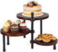 3 Tier Cupcake Stand Wood Cake Stand 360° Rotating Acacia Wood Dessert Table Display Set with Iron Base Rustic