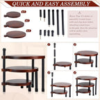 3 Tier Cupcake Stand Wood Cake Stand 360° Rotating Acacia Wood Dessert Table Display Set with Iron Base Rustic, alternate