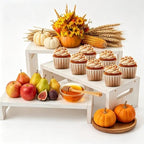 3 Tier Cupcake Stand & Wood Display Risers, for Food Desserts Stand Perfume Organizer Funko POP Collections