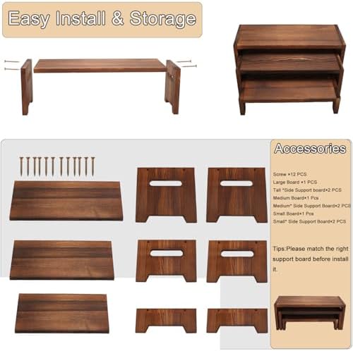 3 Tier Cupcake Stand & Wood Display Risers, for Food Desserts Stand Perfume Organizer Funko POP Collections, alternate view 2