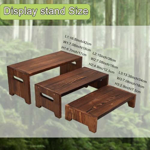 3 Tier Cupcake Stand & Wood Display Risers, for Food Desserts Stand Perfume Organizer Funko POP Collections, alternate view 3