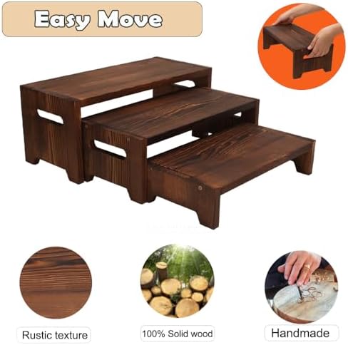 3 Tier Cupcake Stand & Wood Display Risers, for Food Desserts Stand Perfume Organizer Funko POP Collections, alternate view 4