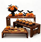 3 Tier Cupcake Stand & Wood Display Risers, for Food Desserts Stand Perfume Organizer Funko POP Collections, alternate view 6