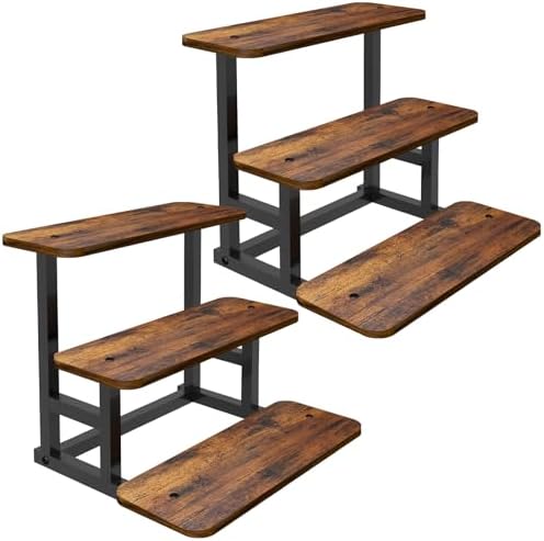 3 Tier Cupcake Stand, Wooden Risers Display Stands Stepped Dessert Table Display Set with Metal Frame Tiered