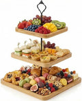3 Tier Cupcake Stand Wooden Rustic Tiered Serving Tray Square in Wood