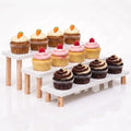 3 Tier Cupcake Stand, Wooden White Riser for Dessert, Perfume & Funko Pop in White