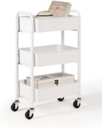 3-Tier Delicate Compact Rolling Metal Storage Organizer - Mobile Utility Cart Kitchen/Under Desk Cart with
