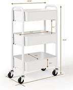 3-Tier Delicate Compact Rolling Metal Storage Organizer - Mobile Utility Cart Kitchen/Under Desk Cart with, alternate view 3