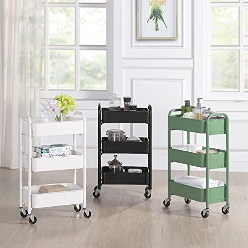 3-Tier Delicate Compact Rolling Metal Storage Organizer - Mobile Utility Cart Kitchen/Under Desk Cart with, alternate view 5