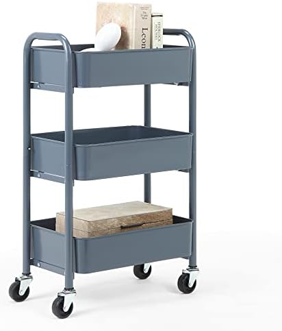 3-Tier Delicate Compact Rolling Metal Storage Organizer - Mobile Utility Cart Kitchen/Under Desk Cart with