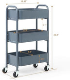 3-Tier Delicate Compact Rolling Metal Storage Organizer - Mobile Utility Cart Kitchen/Under Desk Cart with, alternate view 3
