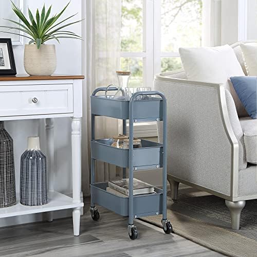 3-Tier Delicate Compact Rolling Metal Storage Organizer - Mobile Utility Cart Kitchen/Under Desk Cart with, alternate view 4