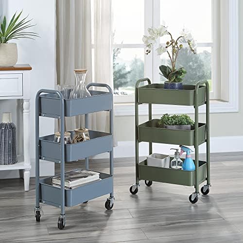 3-Tier Delicate Compact Rolling Metal Storage Organizer - Mobile Utility Cart Kitchen/Under Desk Cart with, alternate view 5