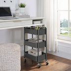 3-Tier Delicate Compact Rolling Metal Storage Organizer - Mobile Utility Cart Kitchen/Under Desk Cart with, alternate view 2