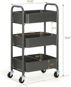 3-Tier Delicate Compact Rolling Metal Storage Organizer - Mobile Utility Cart Kitchen/Under Desk Cart with, alternate view 3