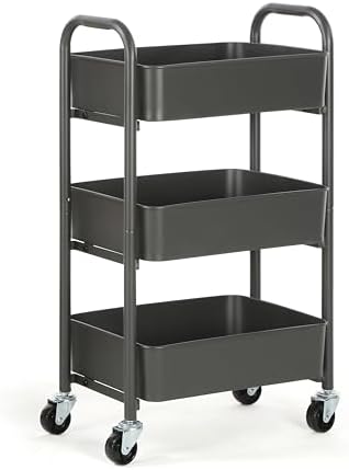 3-Tier Delicate Compact Rolling Metal Storage Organizer - Mobile Utility Cart Kitchen/Under Desk Cart with, alternate view 4