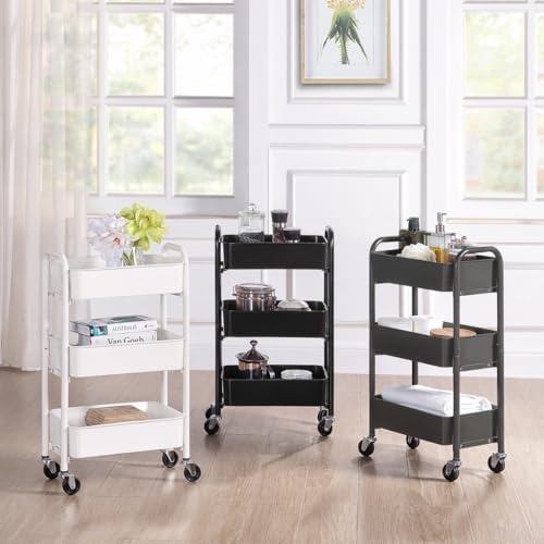 3-Tier Delicate Compact Rolling Metal Storage Organizer - Mobile Utility Cart Kitchen/Under Desk Cart with, alternate view 5