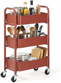 3-Tier Delicate Compact Rolling Metal Storage Organizer - Mobile Utility Cart Kitchen/Under Desk Cart with