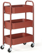 3-Tier Delicate Compact Rolling Metal Storage Organizer - Mobile Utility Cart Kitchen/Under Desk Cart with, alternate view 4