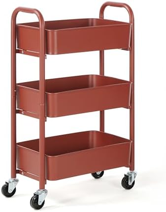 3-Tier Delicate Compact Rolling Metal Storage Organizer - Mobile Utility Cart Kitchen/Under Desk Cart with, alternate view 4