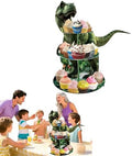 3 Tier Dinosaur Cupcake Stand, Dino Cupcake Stand Cardboard - Easy to Assemble& Reusable(6Dinosaur) in 6dinosaur