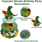 3 Tier Dinosaur Cupcake Stand, Dino Cupcake Stand Cardboard - Easy to Assemble& Reusable(1Dinosaur) in 1dinosaur, alternate