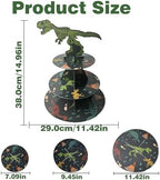 3 Tier Dinosaur Cupcake Stand, Dino Cupcake Stand Cardboard - Easy to Assemble& Reusable(11Dinosaur) in, alternate view 3