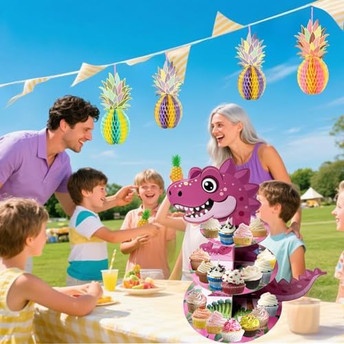 3 Tier Dinosaur Cupcake Stand, Dino Cupcake Stand Cardboard - Easy to Assemble& Reusable(9Dinosaur) in 9dinosaur, alternate