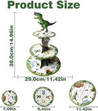 3 Tier Dinosaur Cupcake Stand, Dino Cupcake Stand Cardboard - Easy to Assemble& Reusable(10Dinosaur) in, alternate view 3