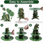 3-Tier Dinosaur Cupcake Stand, Round Cardboard Cupcake Tower, Dinosaur Theme Dessert Cup Cake Stand Tower for, alternate view