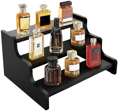 3 Tier Display Risers, Wooden Cologne Organizer for Men, Perfume Organizer Stand, Cologne Stand with Anti-Slip