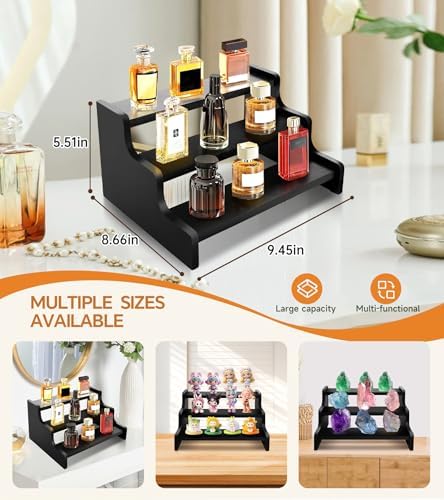 3 Tier Display Risers, Wooden Cologne Organizer for Men, Perfume Organizer Stand, Cologne Stand with Anti-Slip, alternate