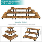 3 Tier Display Shelf, Portable Wood Retail Cupcake Dessert Stand in Brown, alternate view 4