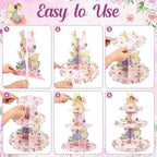 3 Tier Fairy Birthday Party Decoration Fairy Cupcake Stand in Multicolor, alternate view 3
