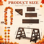 3 Tier Fall Wooden Cupcake Stand with Maple Vines and Swing in Distressed Brown, alternate view 3